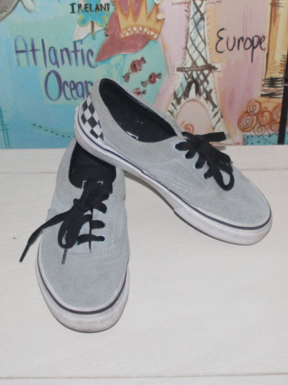 10a VGC KIDS VANS - 1 1/2 - GREY LEATHER